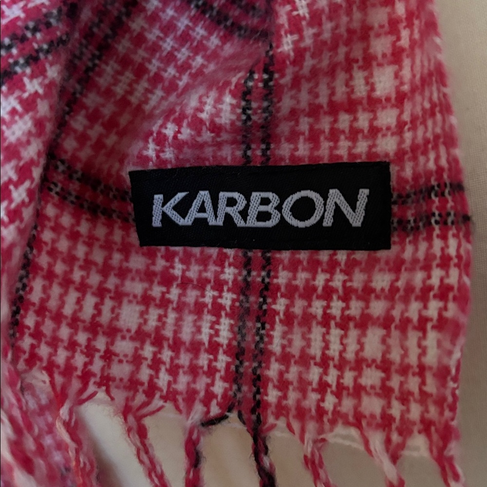 Karbon Pink White Black Plaid Scarf - Picture 4 of 6